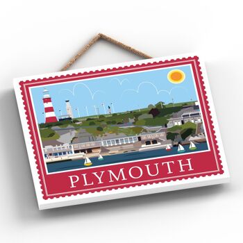 P4048 - Plymouth End Works Of K Pearson Seaside Town Illustration Plaque à suspendre en bois 2