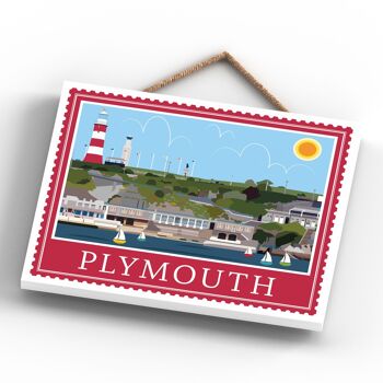 P4048 - Plymouth End Works Of K Pearson Seaside Town Illustration Plaque à suspendre en bois 3