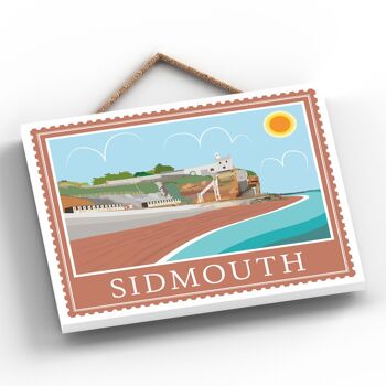P4049 - Sidmouth End Works Of K Pearson Seaside Town Illustration Plaque à suspendre en bois 2