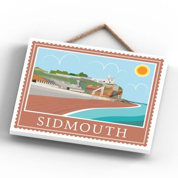 P4049 - Sidmouth End Works Of K Pearson Seaside Town Illustration Plaque à suspendre en bois 4