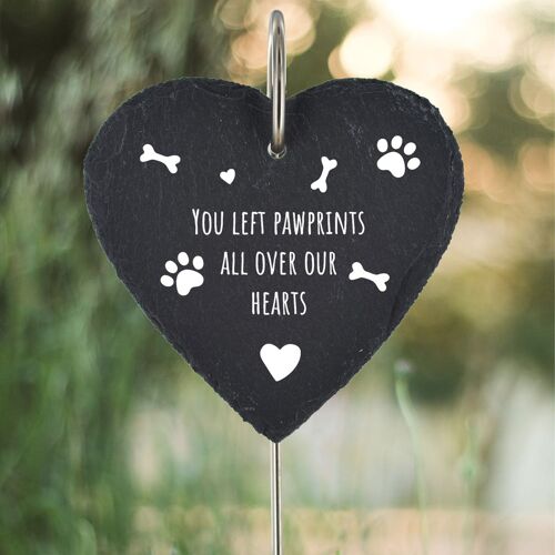 P4056 - You Left Pawprints Pet Memorial Slate Grave Plaque
