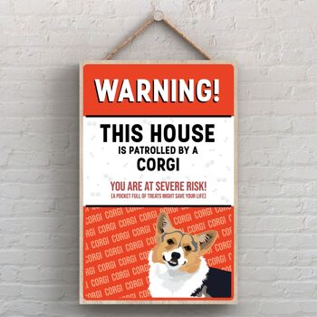 P4060 - Corgi The Works Of K Pearson Dog Breed Illustration Plaque à suspendre en bois 1