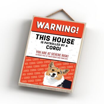 P4060 - Corgi The Works Of K Pearson Dog Breed Illustration Plaque à suspendre en bois 4