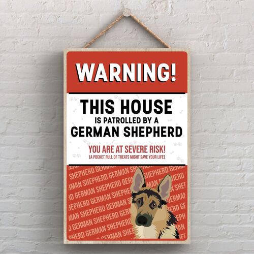 P4062 - German Shepherd The Works Of K Pearson Dog Breed Illustration Wooden Hanging Plaque