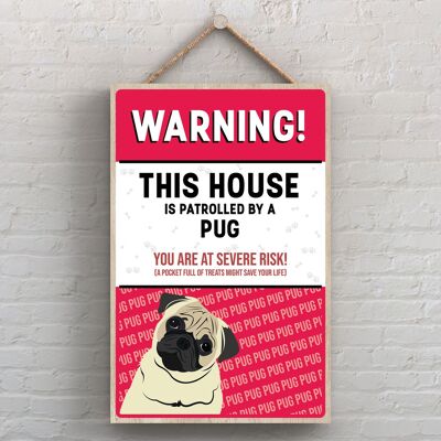 P4063 - Pug The Works Of K Pearson Dog Breed Illustration Wooden Hanging Plaque