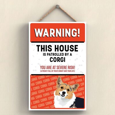 P4066 - Corgi The Works Of K Pearson Dog Breed Illustration Plaque à suspendre en bois