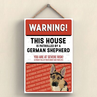 P4068 - German Shepherd The Works Of K Pearson Dog Breed Illustration Wooden Hanging Plaque