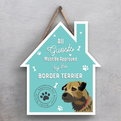 P4071 - Border Terrier The Works Of K Pearson Razza di cane Illustrazione Placca da appendere in legno