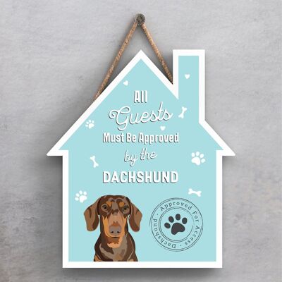 P4073 - Dachshund The Works Of K Pearson Dog Breed Illustration Wooden Hanging Plaque
