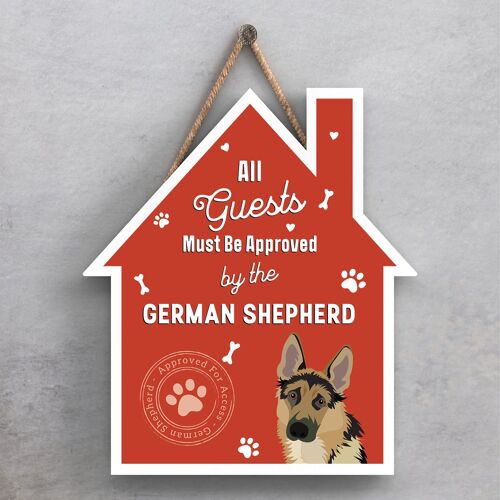 P4074 - German Shepherd The Works Of K Pearson Dog Breed Illustration Wooden Hanging Plaque