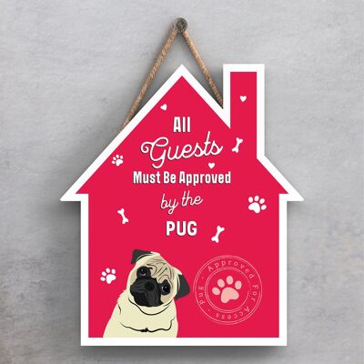 P4075 - Pug The Works Of K Pearson Dog Breed Illustration Wooden Hanging Plaque