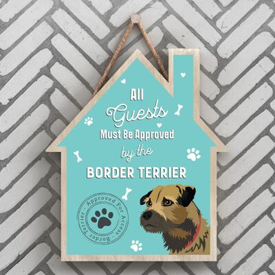 P4089 - Border Terrier The Works Of K Pearson Razza di cane Illustrazione Targa da appendere in legno