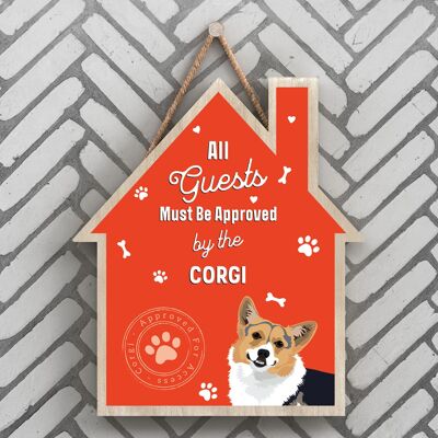 P4090 - Corgi The Works Of K Pearson Razza di cane Illustrazione Placca da appendere in legno