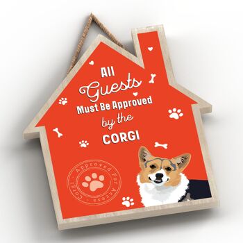 P4090 - Corgi The Works Of K Pearson Dog Breed Illustration Plaque à suspendre en bois 2