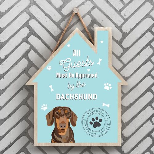 P4091 - Dachshund The Works Of K Pearson Dog Breed Illustration Wooden Hanging Plaque