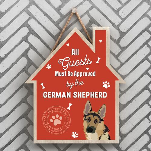P4092 - German Shepherd The Works Of K Pearson Dog Breed Illustration Wooden Hanging Plaque