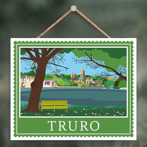 P4199 - Truro Works Of K Pearson Seaside Town Illustration Wooden Hanging Plaque