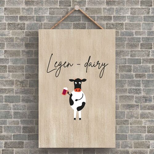 P4209 - Cow Legendairy Cute Animal Theme Wooden Hanging Plaque