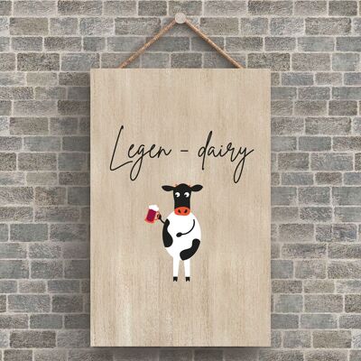 P4209 - Cow Legendairy Cute Animal Theme Wooden Hanging Plaque
