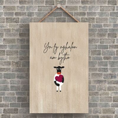 P4218 - Vaca Yn Fy Nghalon Am Bytho In My Heart Forever Welsh Cute Animal Theme Placa