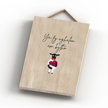 P4218 - Vache Yn Fy Nghalon Am Bytho In My Heart Forever Welsh Cute Animal Theme Plaque 4