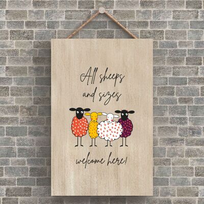 P4219 - Sheep All Sheeps And Sizes Cute Animal Theme Wooden Hanging Plaque