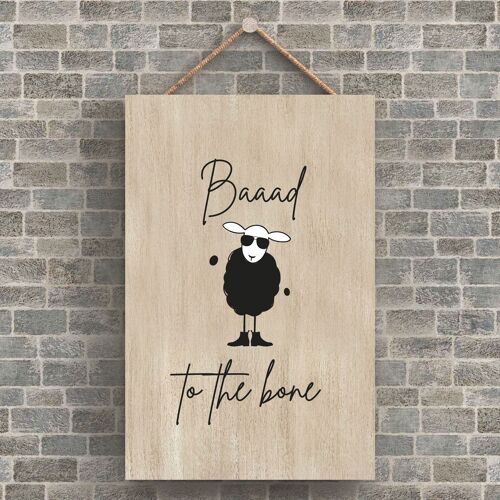 P4221 - Sheep Baaad To The Bone Cute Animal Theme Wooden Hanging Plaque