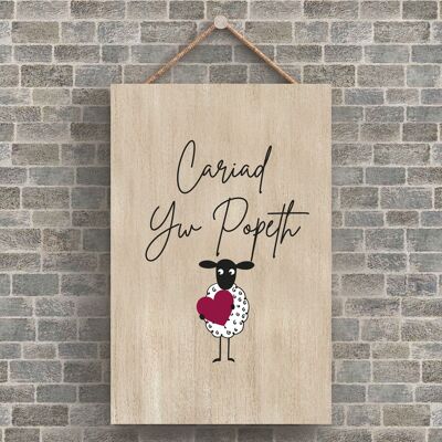 P4224 - Oveja Cariad Yw Popeth Love Is Everything Welsh Cute Animal Theme Placa