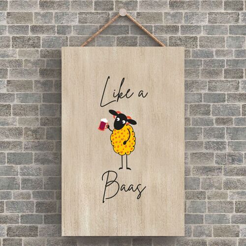 P4235 - Sheep Like A Baas Cute Animal Theme Wooden Hanging Plaque