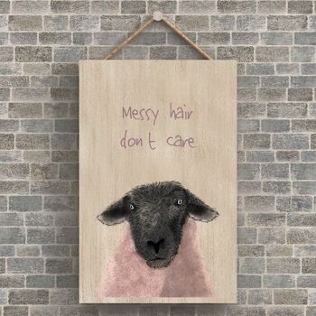 P4248 - Plaque à suspendre en bois sur le thème des animaux à l'aquarelle de moutons d'eau 1