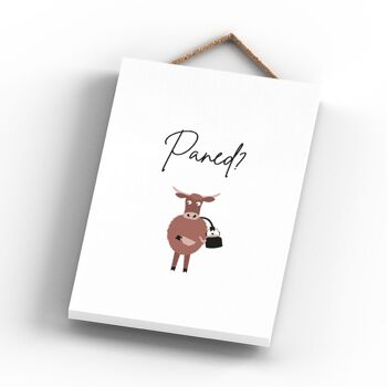 P4263 - Vache Paned Cuppa Welsh Cute Animal Theme Plaque à suspendre en bois 3