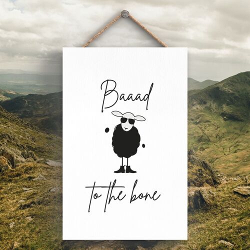 P4270 - Sheep Baaad To The Bone Cute Animal Theme Wooden Hanging Plaque