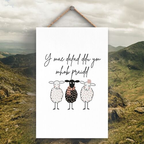 P4290 - Sheep Y Mae Dafad Ddu Ym Mhob Praidd A Black Sheep In Every Flock Welsh Plaque