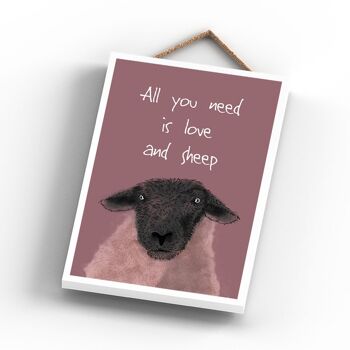 P4293 - Water All You Need Is Sheep Aquarelle Animal Theme Plaque à suspendre en bois 3