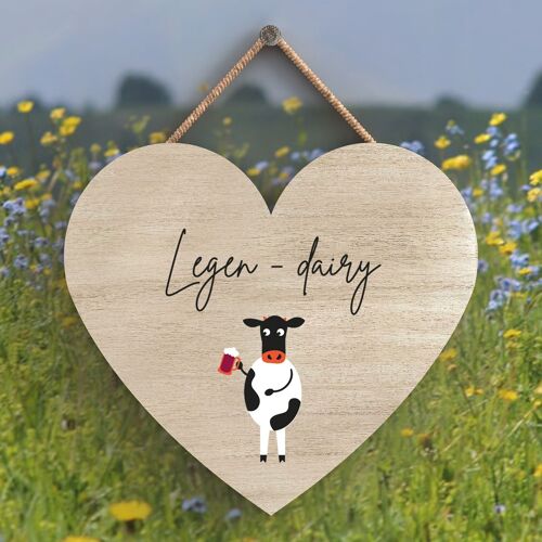 P4307 - Cow Legendairy Cute Animal Theme Wooden Hanging Plaque