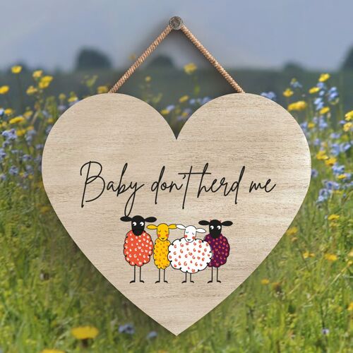 P4320 - Sheep Baby Dont Herd Me Cute Animal Theme Wooden Hanging Plaque