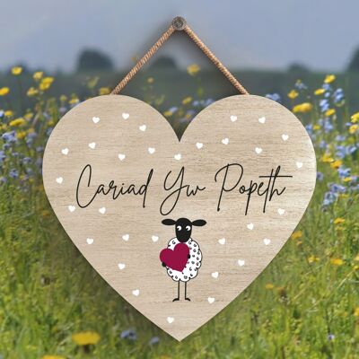P4322 - Mouton Cariad Yw Popeth Love Is Everything Welsh Cute Animal Theme Plaque