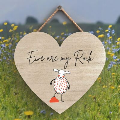 P4324 - Sheep Ewe Are My Rock Cute Animal Theme Wooden Hanging Plaque