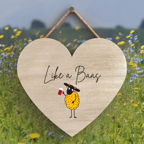P4333 - Sheep Like A Baas Cute Animal Theme Wooden Hanging Plaque