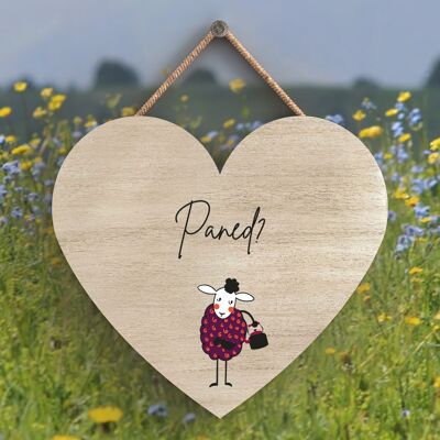 P4336 - Sheep Paned Cuppa Welsh Cute Animal Theme Wooden Hanging Plaque