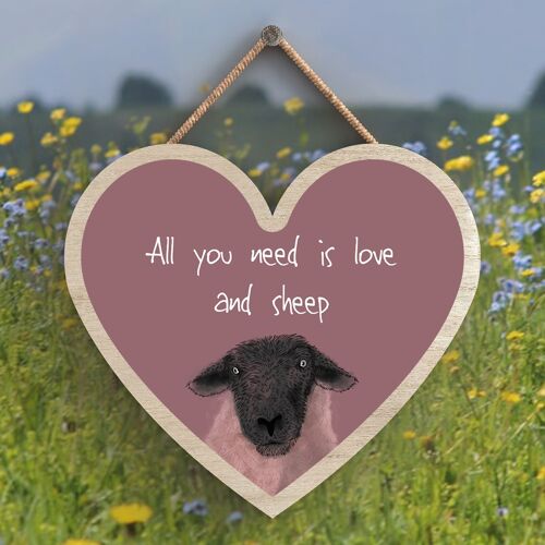 P4342 - Water All You Need Is Sheep Watercolour Animal Theme Wooden Hanging Plaque