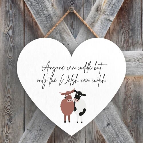P4345 - Cow Anyone Can Cuddle Welsh Theme Cute Animal Wooden Hanging Plaque