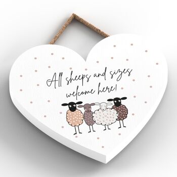 P4364 - Moutons Tous les moutons et toutes les tailles Plaque à suspendre en bois sur le thème des animaux mignons 2