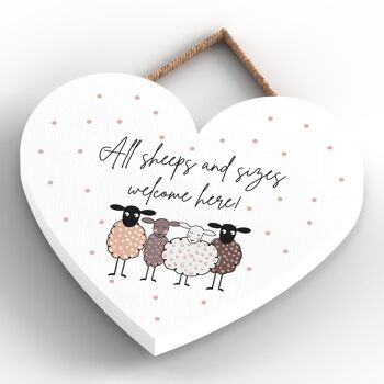P4364 - Moutons Tous les moutons et toutes les tailles Plaque à suspendre en bois sur le thème des animaux mignons 4