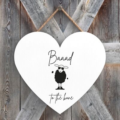 P4366 - Sheep Baaad To The Bone Cute Animal Theme Wooden Hanging Plaque
