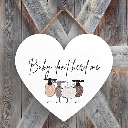 P4367 - Sheep Baby Dont Herd Me Cute Animal Theme Wooden Hanging Plaque