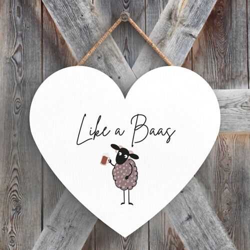 P4380 - Sheep Like A Baas Cute Animal Theme Wooden Hanging Plaque