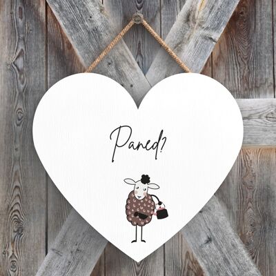 P4383 - Sheep Paned Cuppa Welsh Cute Animal Theme Wooden Hanging Plaque