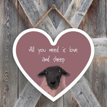 P4389 - Water All You Need Is Sheep Aquarelle Animal Theme Plaque à suspendre en bois 1