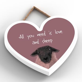 P4389 - Water All You Need Is Sheep Aquarelle Animal Theme Plaque à suspendre en bois 2